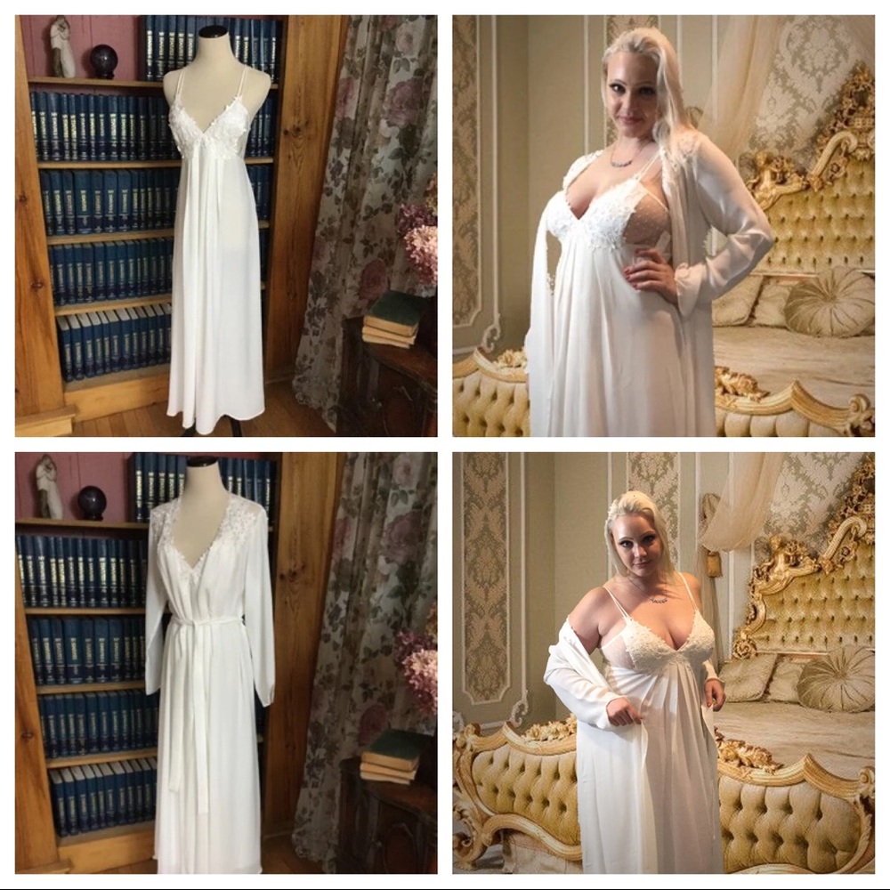 Flora Nikrooz Ivory Bridal Robe with Belt Tie - Picture 2 of 5